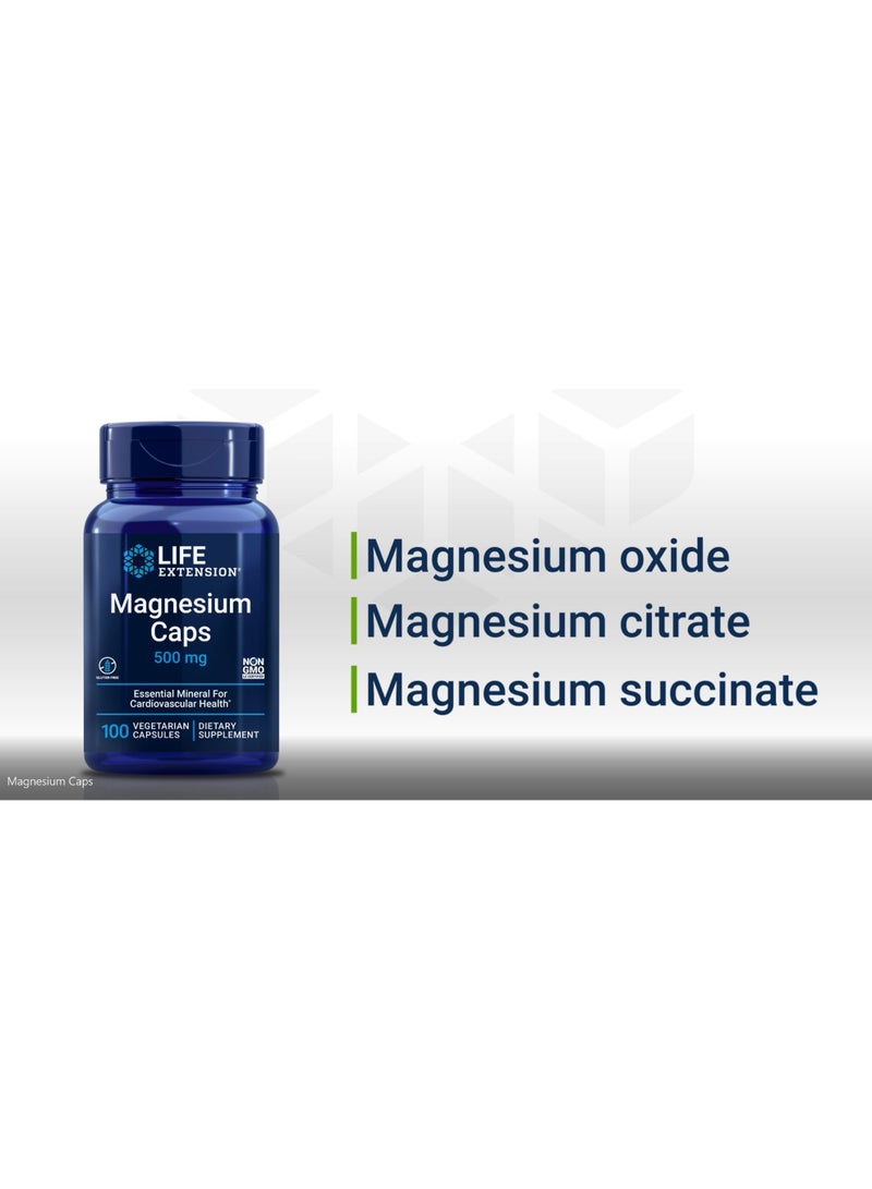 Life Extension Magnesium Caps, 500 mg, 100 Vegetarian Capsules - Image 2